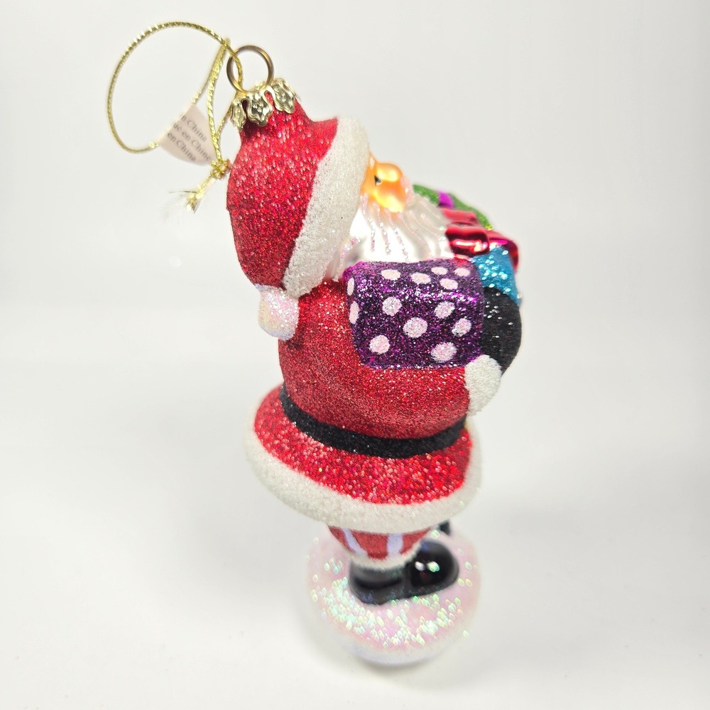 Nice Blown Glass Christmas Ornament Santa Glitter Sparkle Bejeweled‎ Costco - Picture 3 of 9